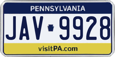 PA license plate JAV9928
