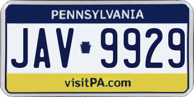 PA license plate JAV9929