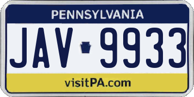 PA license plate JAV9933