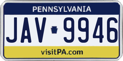 PA license plate JAV9946