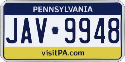 PA license plate JAV9948