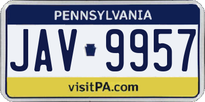 PA license plate JAV9957