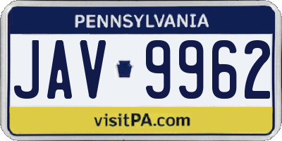 PA license plate JAV9962