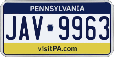 PA license plate JAV9963