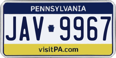PA license plate JAV9967