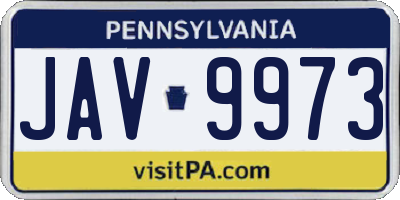 PA license plate JAV9973
