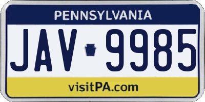 PA license plate JAV9985