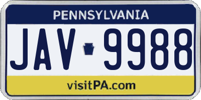 PA license plate JAV9988