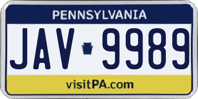 PA license plate JAV9989