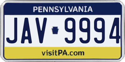 PA license plate JAV9994