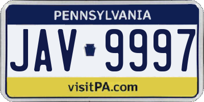 PA license plate JAV9997