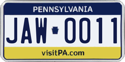 PA license plate JAW0011