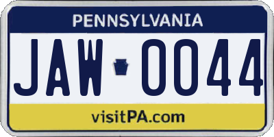 PA license plate JAW0044