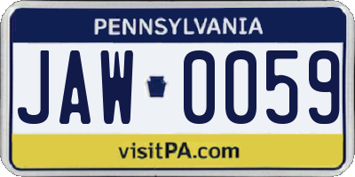 PA license plate JAW0059