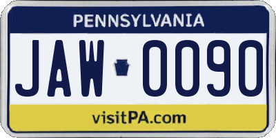 PA license plate JAW0090
