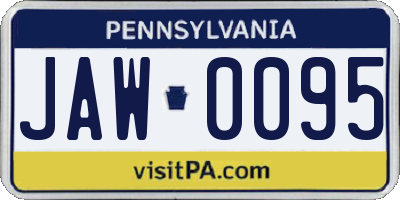 PA license plate JAW0095