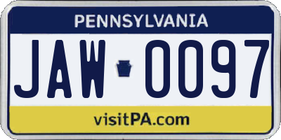 PA license plate JAW0097