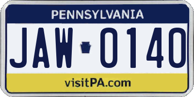 PA license plate JAW0140