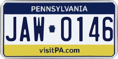 PA license plate JAW0146