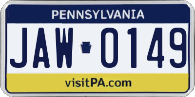 PA license plate JAW0149