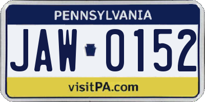 PA license plate JAW0152