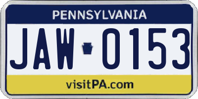 PA license plate JAW0153