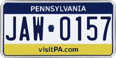 PA license plate JAW0157