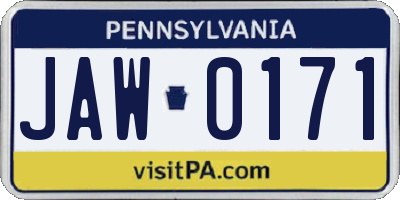 PA license plate JAW0171
