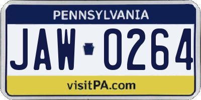 PA license plate JAW0264