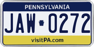 PA license plate JAW0272