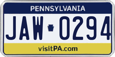 PA license plate JAW0294