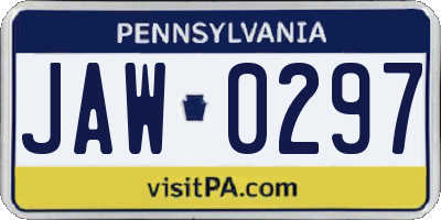PA license plate JAW0297