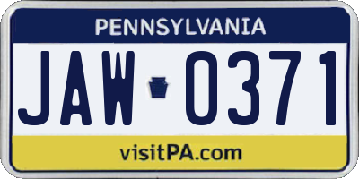 PA license plate JAW0371