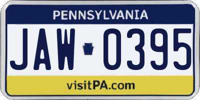 PA license plate JAW0395