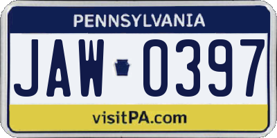 PA license plate JAW0397