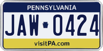 PA license plate JAW0424