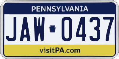 PA license plate JAW0437