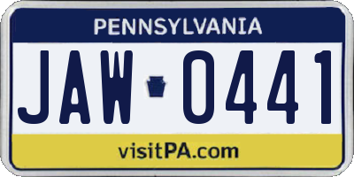 PA license plate JAW0441