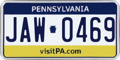 PA license plate JAW0469