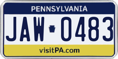 PA license plate JAW0483