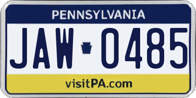 PA license plate JAW0485