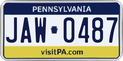 PA license plate JAW0487