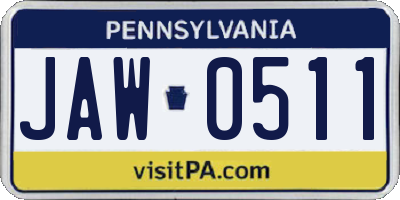 PA license plate JAW0511