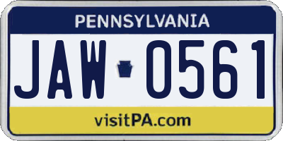 PA license plate JAW0561