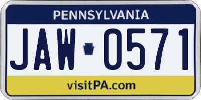 PA license plate JAW0571