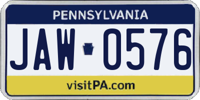 PA license plate JAW0576