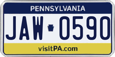 PA license plate JAW0590