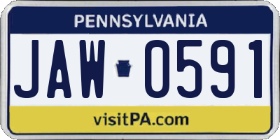 PA license plate JAW0591