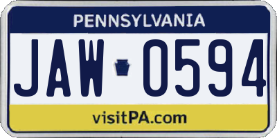 PA license plate JAW0594