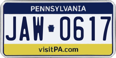 PA license plate JAW0617
